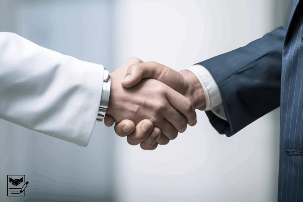 oignée de main entre un professionnel de santé et un conseiller, symbolisant l’adhésion à une AGA et l’accompagnement fiscal des libéraux.