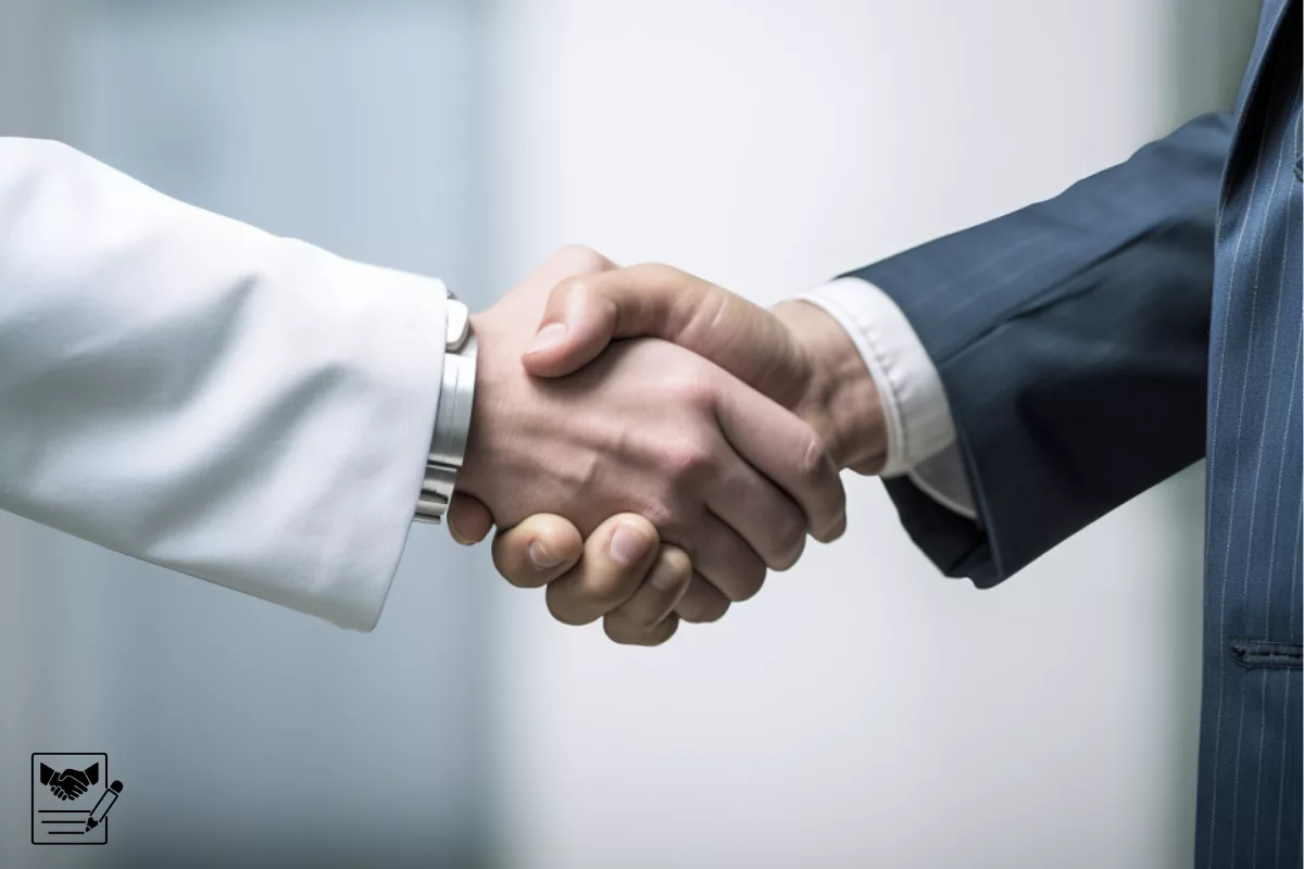 oignée de main entre un professionnel de santé et un conseiller, symbolisant l’adhésion à une AGA et l’accompagnement fiscal des libéraux.